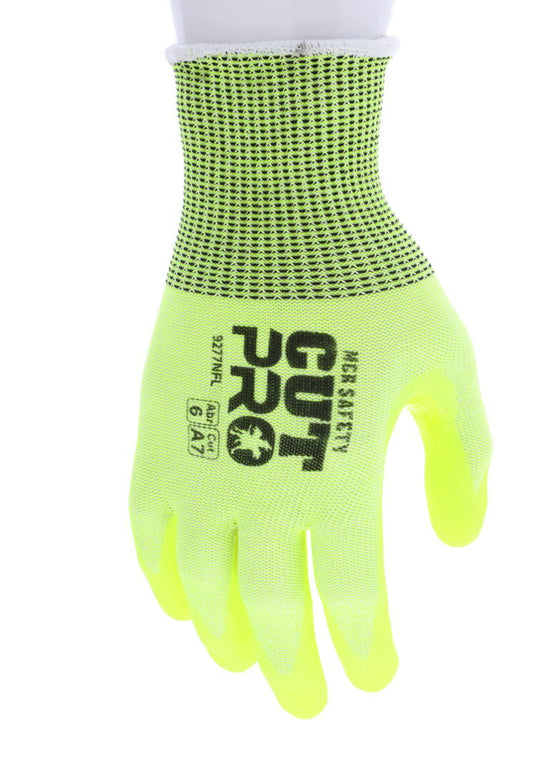 9277NF - MCR Safety CutPro® - 13 Gauge HyperMax® HPPE Shell - NFT® Coated Palm and Fingertips - Hi-Visibility Cut Resistant Work Gloves - Reinforced Thumb Crotch - BNF (Breathable Nitrile Foam) with NFT® Coating