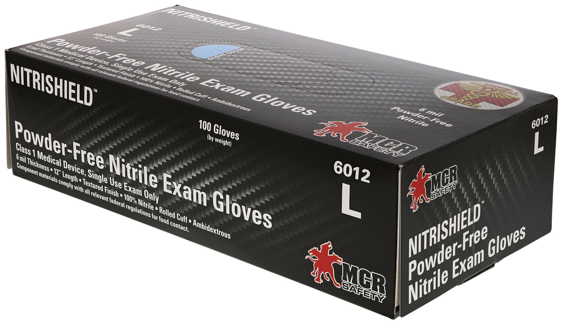 6012 - NitriShield™ Gloves - 6 mil (7.2 g) Powder Free Disposable Nitrile - Premium Medical Grade - Class 1 Medical Device - Textured Grip - 12 Inches - Passes ASTM D6978 to Handle Fentanyl Substances