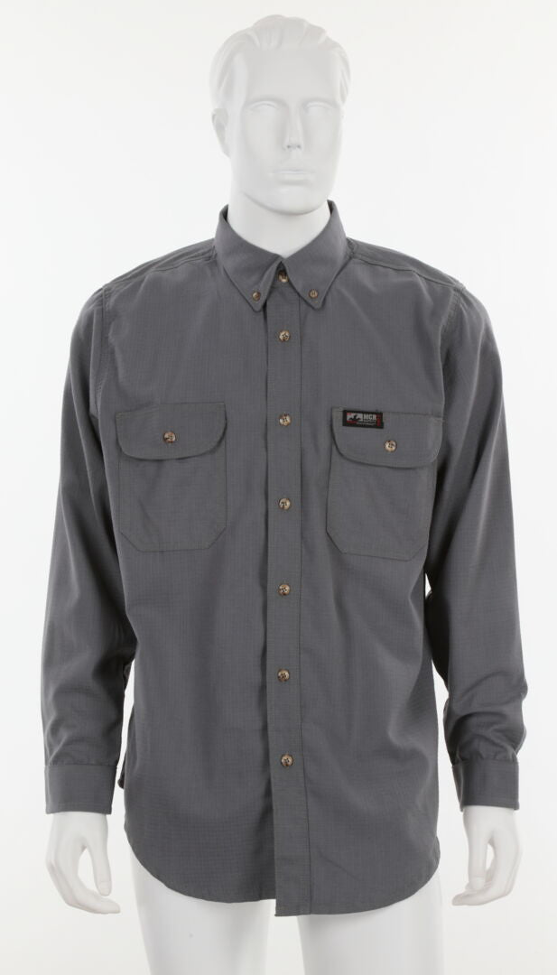 MCR Safety SBS1001 - Summit Breeze® Flame Resistant (FR) Shirt - Gray 5.5-ounce Inherent Blend Material - Long Sleeve with Vented Underarms and Back - CAT-2 - ASTM F1930 Tested - Less Than 5% Body Burn when Worn with our P2D FR Jeans — manufacturer image 2