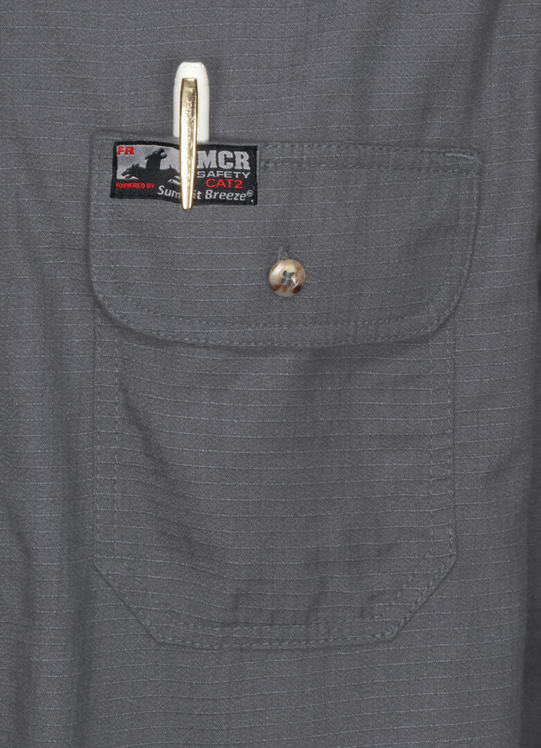 MCR Safety SBS1001 - Summit Breeze® Flame Resistant (FR) Shirt - Gray 5.5-ounce Inherent Blend Material - Long Sleeve with Vented Underarms and Back - CAT-2 - ASTM F1930 Tested - Less Than 5% Body Burn when Worn with our P2D FR Jeans — manufacturer image 7