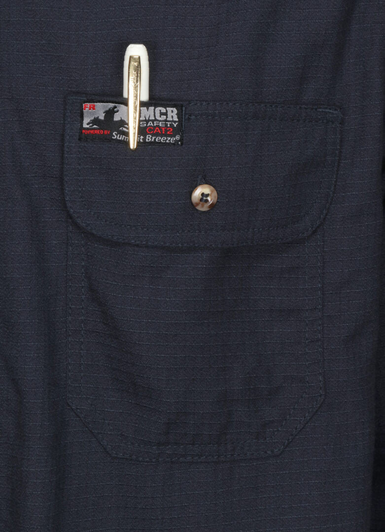 MCR Safety SBS1002 - Summit Breeze® Flame Resistant (FR) Shirt - Navy Blue 5.5-ounce Inherent Blend Material - Long Sleeve with Vented Underarms and Back - CAT-2 - ASTM F1930 Tested - Less Than 5% Body Burn when Worn with our P2D Jeans — manufacturer image 7