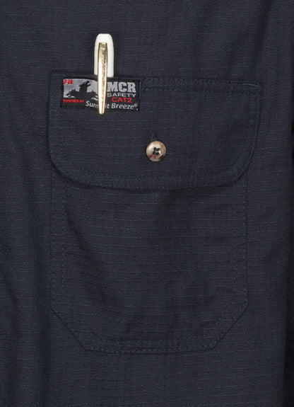 MCR Safety SBS1002 - Summit Breeze® Flame Resistant (FR) Shirt - Navy Blue 5.5-ounce Inherent Blend Material - Long Sleeve with Vented Underarms and Back - CAT-2 - ASTM F1930 Tested - Less Than 5% Body Burn when Worn with our P2D Jeans — manufacturer image 7