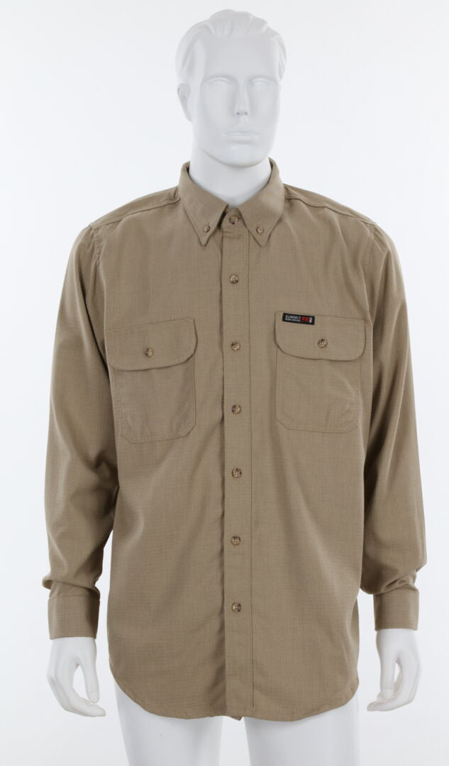MCR Safety SBS1003 - Summit Breeze® Flame Resistant (FR) Shirt - Tan 5.5-ounce Inherent Blend Material - Long Sleeve with Vented Underarms and Back - CAT-2 - ASTM F1930 Tested - Less Than 5% Body Burn when Worn with our P2D Jeans — manufacturer image 2