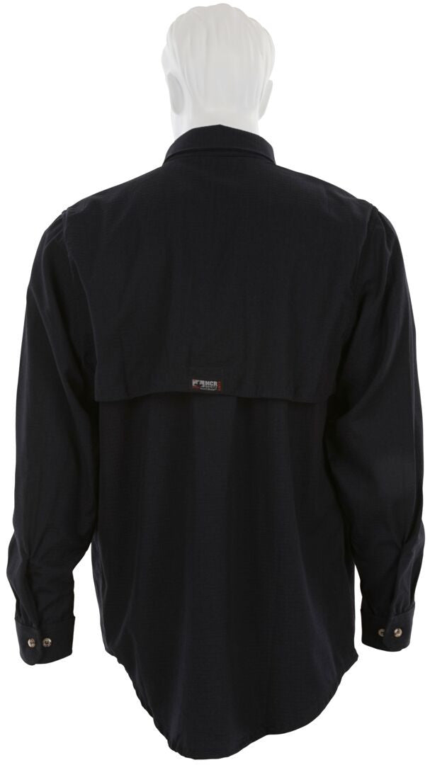 MCR Safety SBS1002 - Summit Breeze® Flame Resistant (FR) Shirt - Navy Blue 5.5-ounce Inherent Blend Material - Long Sleeve with Vented Underarms and Back - CAT-2 - ASTM F1930 Tested - Less Than 5% Body Burn when Worn with our P2D Jeans — manufacturer image 4