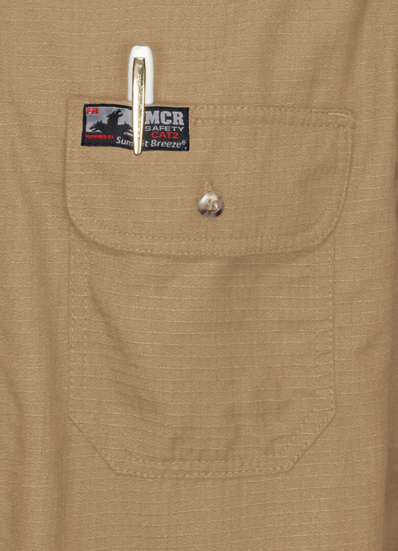 MCR Safety SBS1003 - Summit Breeze® Flame Resistant (FR) Shirt - Tan 5.5-ounce Inherent Blend Material - Long Sleeve with Vented Underarms and Back - CAT-2 - ASTM F1930 Tested - Less Than 5% Body Burn when Worn with our P2D Jeans — manufacturer image 7