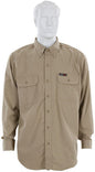 MCR Safety SBS1003 - Summit Breeze® Flame Resistant (FR) Shirt - Tan 5.5-ounce Inherent Blend Material - Long Sleeve with Vented Underarms and Back - CAT-2 - ASTM F1930 Tested - Less Than 5% Body Burn when Worn with our P2D Jeans