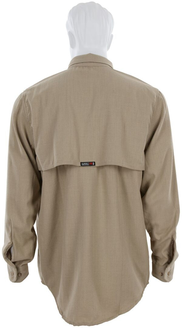MCR Safety SBS1003 - Summit Breeze® Flame Resistant (FR) Shirt - Tan 5.5-ounce Inherent Blend Material - Long Sleeve with Vented Underarms and Back - CAT-2 - ASTM F1930 Tested - Less Than 5% Body Burn when Worn with our P2D Jeans — manufacturer image 4