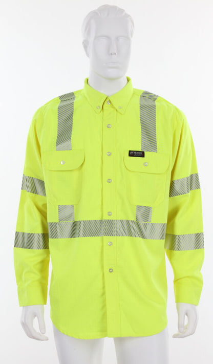 MCR Safety SBS1027 - Summit Breeze® Class 3 Flame Resistant (FR) Shirt - Lime 5.5-ounce Inherent Blend Material - Long Sleeve with Vented Underarms and Back - CAT-2 - ASTM F1930 Tested - Less Than 5% Body Burn when Worn with our P2D Jeans — manufacturer image 2
