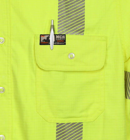 MCR Safety SBS1027 - Summit Breeze® Class 3 Flame Resistant (FR) Shirt - Lime 5.5-ounce Inherent Blend Material - Long Sleeve with Vented Underarms and Back - CAT-2 - ASTM F1930 Tested - Less Than 5% Body Burn when Worn with our P2D Jeans — manufacturer image 7