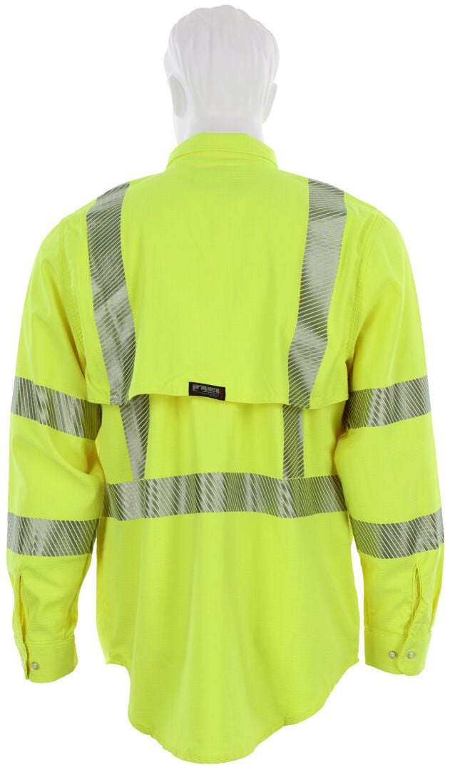MCR Safety SBS1027 - Summit Breeze® Class 3 Flame Resistant (FR) Shirt - Lime 5.5-ounce Inherent Blend Material - Long Sleeve with Vented Underarms and Back - CAT-2 - ASTM F1930 Tested - Less Than 5% Body Burn when Worn with our P2D Jeans — manufacturer image 3