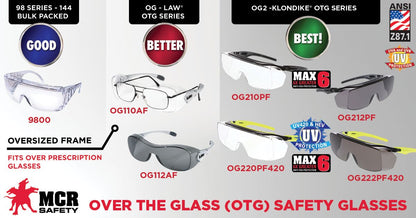 MCR Safety OG1 - Law® OTG Series - Over-the-Glass Safety Glasses - TPR Temple Inserts - Oversized Frame and Lens Fit Over Most Prescription Glasses — manufacturer image 13