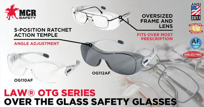 MCR Safety OG1 - Law® OTG Series - Over-the-Glass Safety Glasses - TPR Temple Inserts - Oversized Frame and Lens Fit Over Most Prescription Glasses — manufacturer image 14