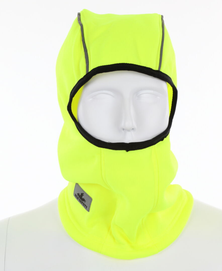 MCR Safety BLCVL - Polyester Fleece Lined Balaclava - Fluorescent Lime with Reflective Binding - One Size Fits All - 250-Gram Polyester Fleece Lining - Comfortable and Warm — manufacturer image 2