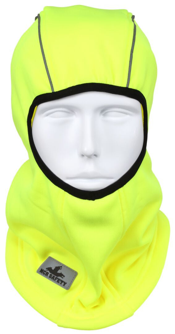 MCR Safety BLCVL - Polyester Fleece Lined Balaclava - Fluorescent Lime with Reflective Binding - One Size Fits All - 250-Gram Polyester Fleece Lining - Comfortable and Warm — manufacturer image 3