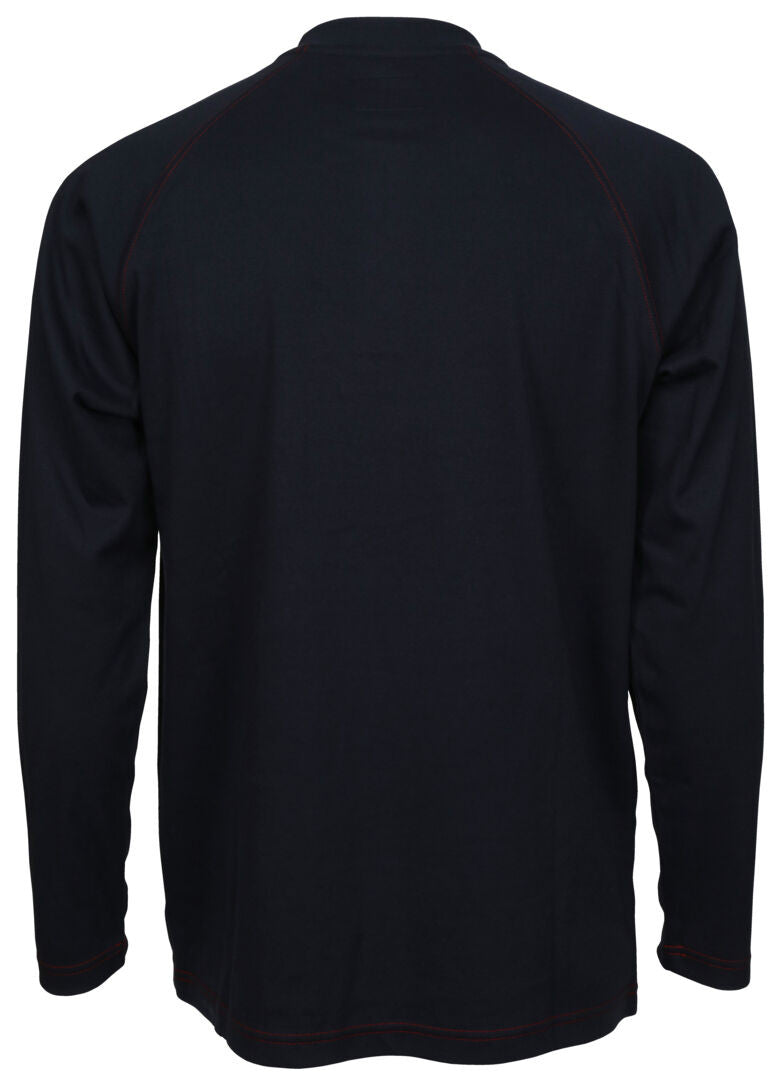 H1N - MCR Safety FR Gear - Navy Blue Flame Resistant (FR) Work Shirt - Long Sleeve Henley Shirt - 100% Cotton - NFPA 70E and NFPA 2112 Compliant