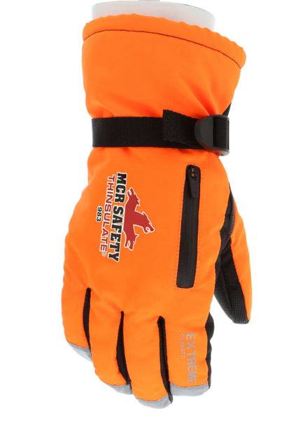 983 - MCR Safety Insulated Mechanics Gloves - 200 gram Thinsulate™ Lining - MAXGrid™ Material Palm - Inner Elastic Snow and Ice Cuff - Waterproof / Windproof Barrier for Extreme Climate Protection