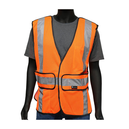 PIP 47201 Viz-Up ANSI Type R Class 2 Three Pocket Expandable Mesh Breakaway Vest