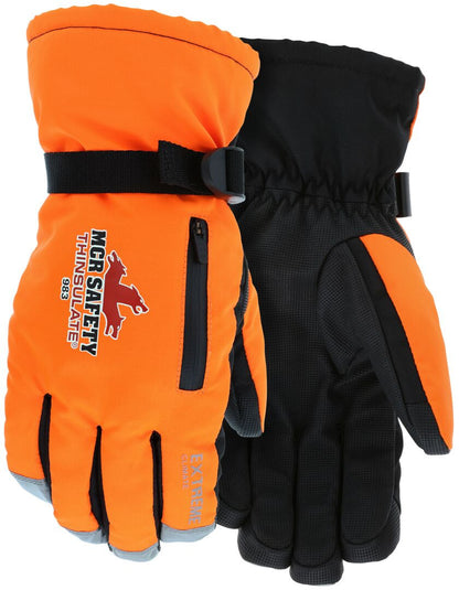 983 - MCR Safety Insulated Mechanics Gloves - 200 gram Thinsulate™ Lining - MAXGrid™ Material Palm - Inner Elastic Snow and Ice Cuff - Waterproof / Windproof Barrier for Extreme Climate Protection