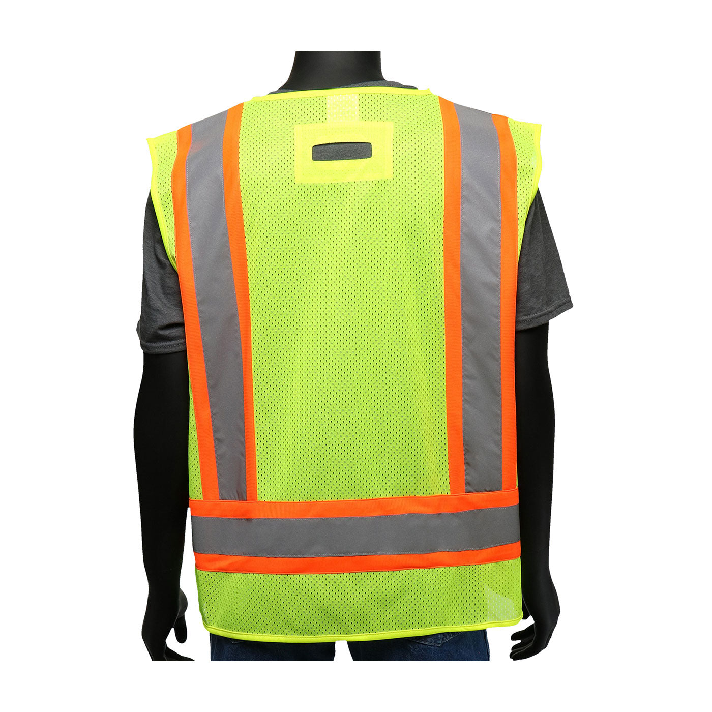 Viz-Up™ ANSI Type R Class 2 Two-Tone Mesh Vest with Solid Front, Mesh Back and "D" Ring Access