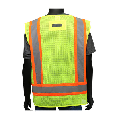 Viz-Up™ ANSI Type R Class 2 Two-Tone Mesh Vest with Solid Front, Mesh Back and "D" Ring Access