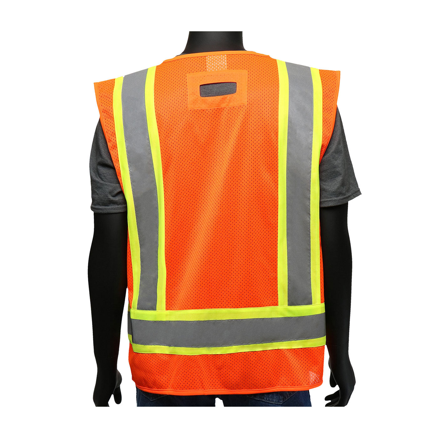 Viz-Up™: ANSI Type R Class 2 Two-Tone Mesh Vest with Solid Front, Mesh Back and "D" Ring Access
