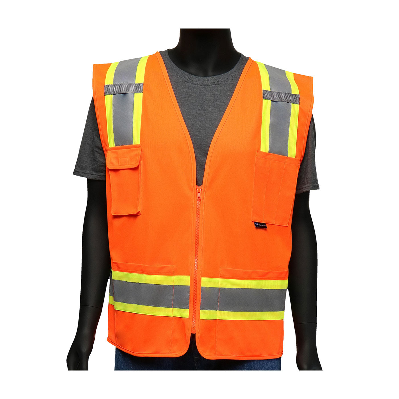Viz-Up™: ANSI Type R Class 2 Two-Tone Mesh Vest with Solid Front, Mesh Back and "D" Ring Access