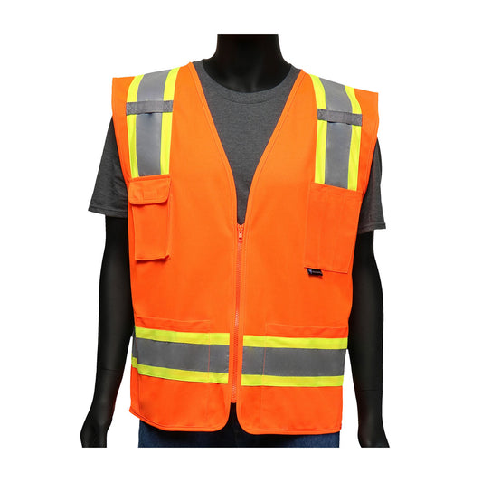 Viz-Up™: ANSI Type R Class 2 Two-Tone Mesh Vest with Solid Front, Mesh Back and "D" Ring Access
