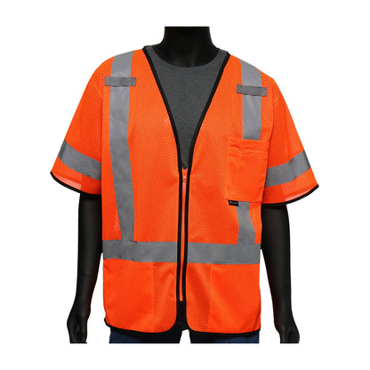 Viz-Up™: ANSI Type R Class 3 Three Pocket Zipper Mesh Vest
