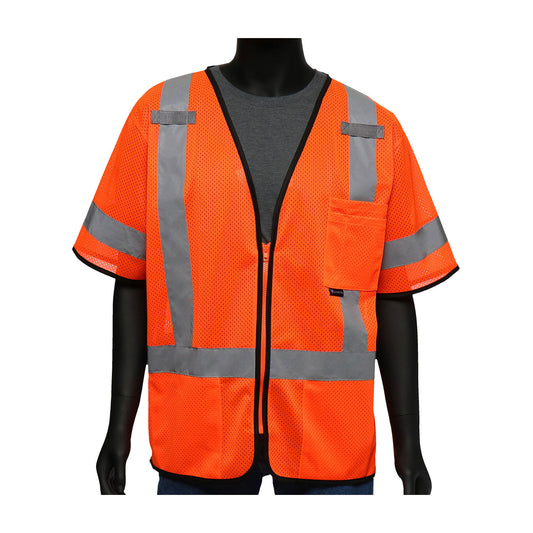 Viz-Up™: ANSI Type R Class 3 Three Pocket Zipper Mesh Vest