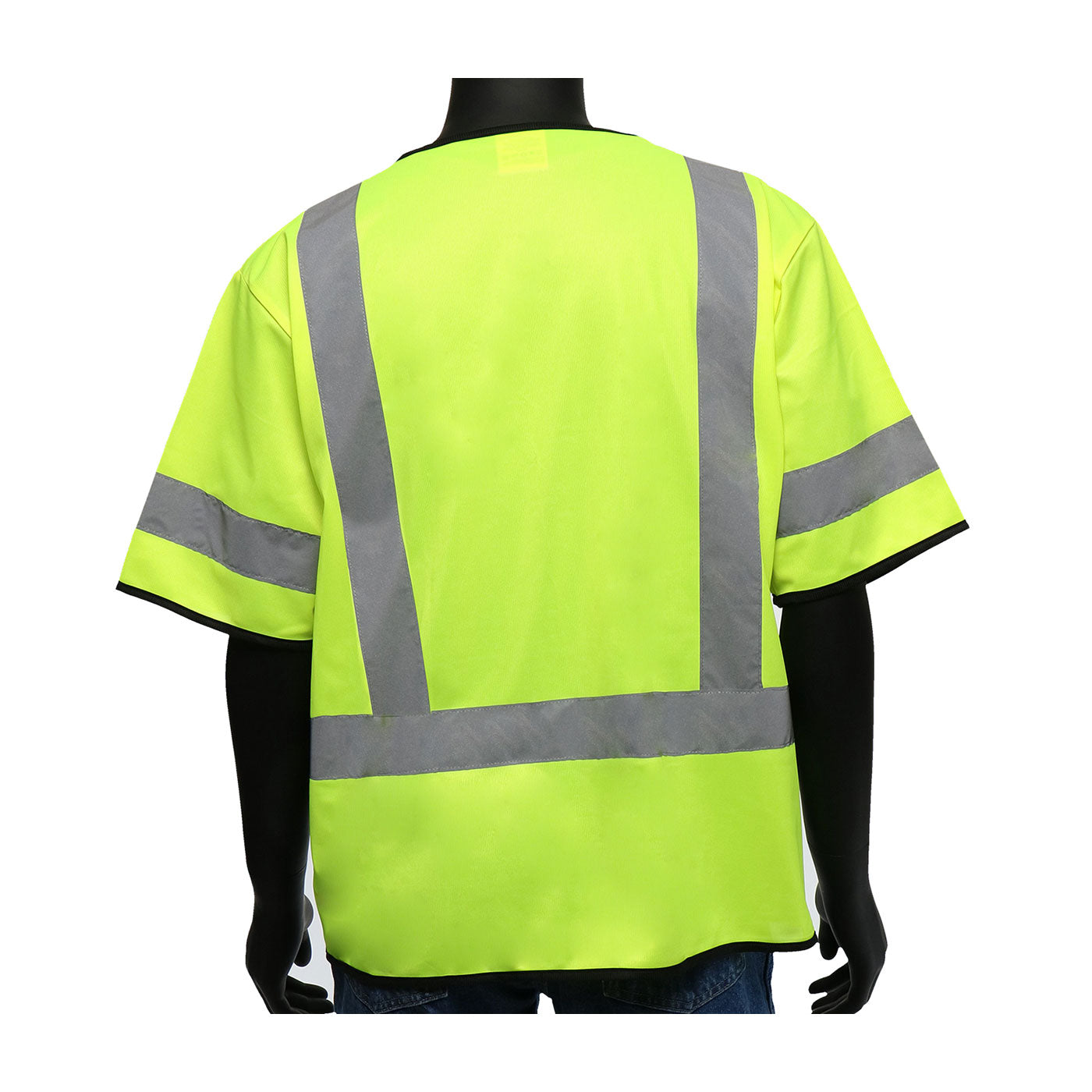 Viz-Up™ ANSI Type R Class 3 Five Pocket Solid Front/Mesh Back Vest with Black Bottom Front