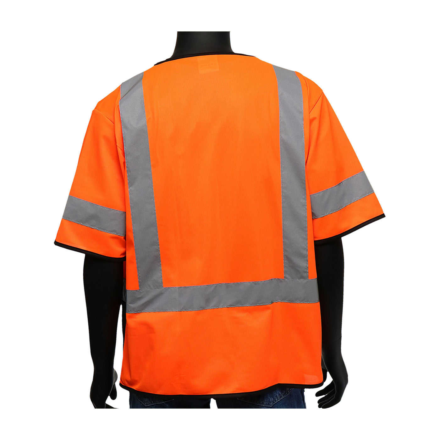Viz-Up™ ANSI Type R Class 3 Five Pocket Solid Front/Mesh Back Vest with Black Bottom Front