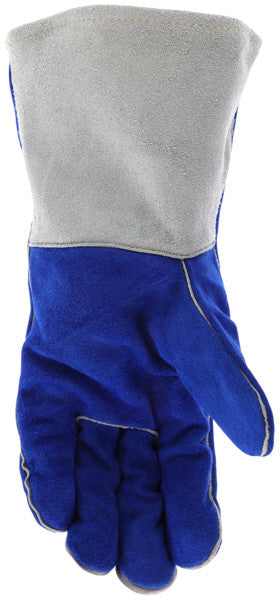 Cowhide Split Leather Welding Gloves, Foam Insulated, Wing Thumb, 14