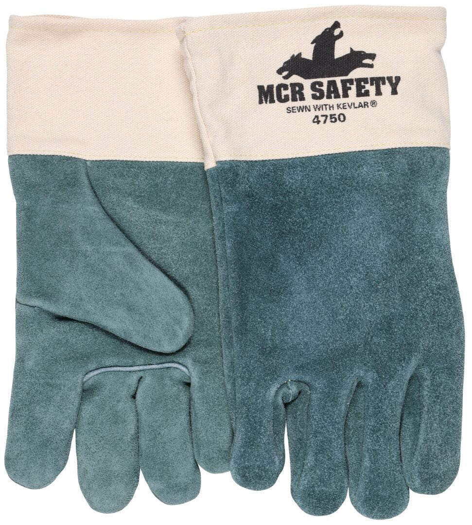Cowhide Split Leather Welding Gloves, High Heat, Double Wool Lined, Kevlar Sewn