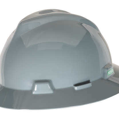 MSA V-Gard® Full Brim Hard Hats - V-Gard Slotted Full-Brim Hat, Gray, w/Fas-Trac III Suspension