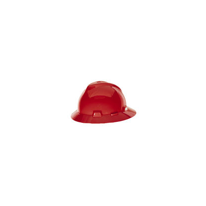 MSA V-Gard® Full Brim Hard Hats - V-Gard Slotted Full-Brim Hat, Red, w/Fas-Trac III Suspension