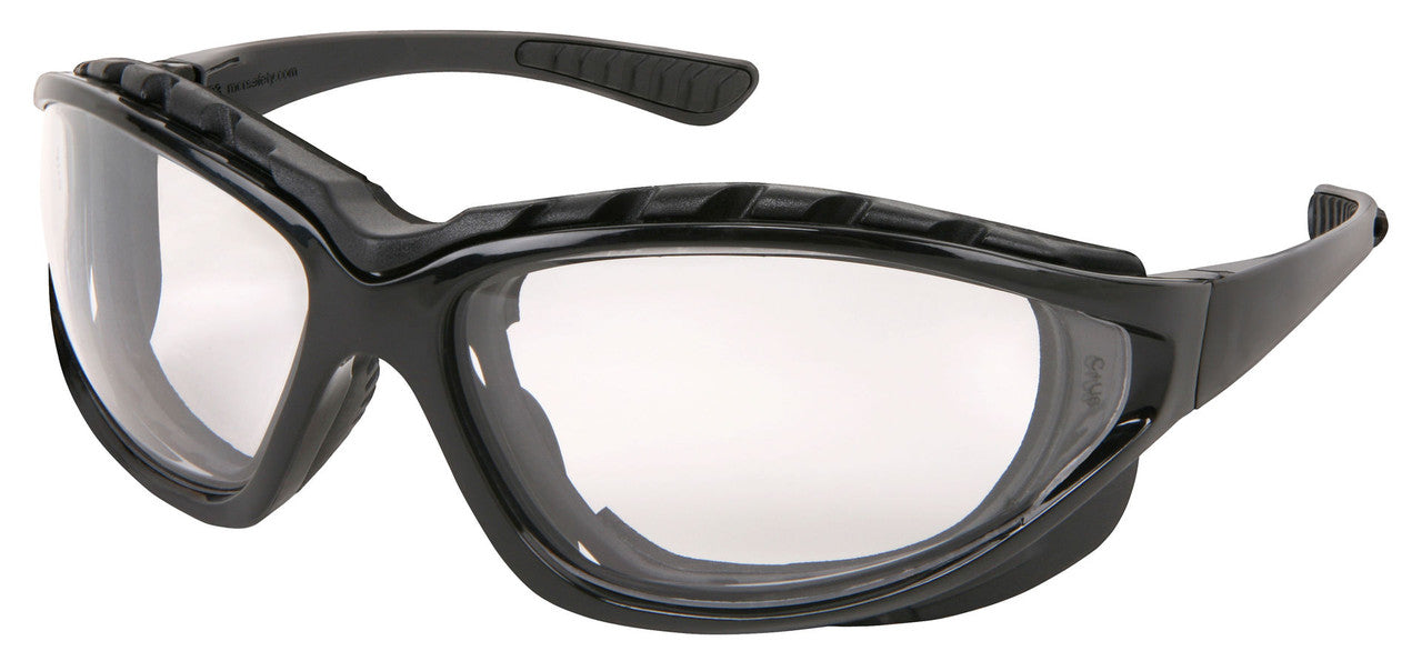 MCR Safety RP3 - Swagger® RP3 Series - Black Foam Lined Safety Glasses - Flame Resistant Hypoallergenic Closed Cell Foam Seal - Interchangeable Head Band Included — manufacturer image 2