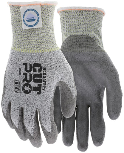 9672 - MCR Safety CutPro® - 13 Gauge Dyneema® Diamond Technology Shell - Cut Resistant Work Gloves - Polyurethane (PU) Coated Palm and Fingertips - Micro-particle Boosted High Strength Fiber Provides Cool Touch Comfort and Durability