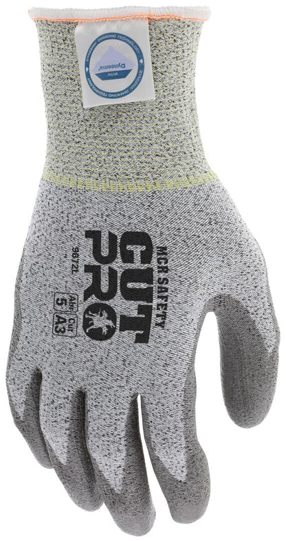 9672 - MCR Safety CutPro® - 13 Gauge Dyneema® Diamond Technology Shell - Cut Resistant Work Gloves - Polyurethane (PU) Coated Palm and Fingertips - Micro-particle Boosted High Strength Fiber Provides Cool Touch Comfort and Durability