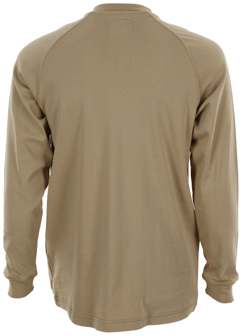 MCR Safety H1T - MCR Safety FR Gear - Tan Flame Resistant (FR)Work Shirt - Long Sleeve Henley Shirt - 100% Cotton - NFPA 70E and NFPA 2112 Compliant — manufacturer image 3