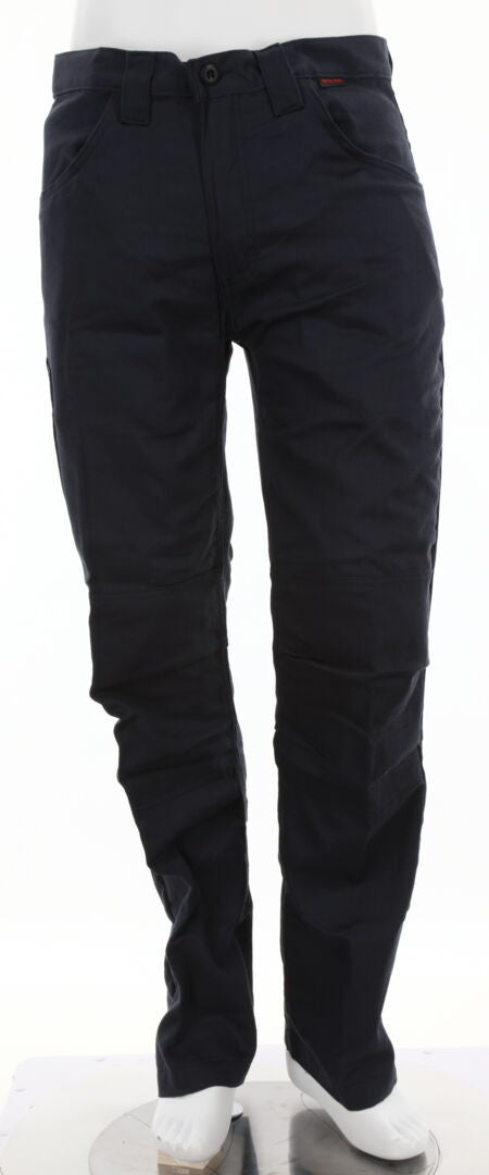 MCR Safety PT2N - MCR Safety FR Gear - Flame Resistant FR Navy Work Pants - 7 oz. 88% Cotton and 12% Nylon Twill Fabric - CAT2 / ATPV 8.6 cal/cm² - Button Up and Zippered Fly Front - Reinforced and Pleated Knees for Easier Bending, Stooping, and Climbing — manufacturer image 2