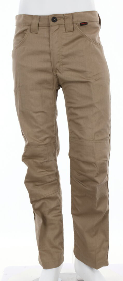 MCR Safety PT2T - MCR Safety FR Gear - Flame Resistant FR Tan Work Pants - 7 oz. 88% Cotton and 12% Nylon Twill Fabric - CAT2 / ATPV 8.6 cal/cm² - Button Up and Zippered Fly Front - Reinforced and Pleated Knees for Easier Bending, Stooping, and Climbing — manufacturer image 2