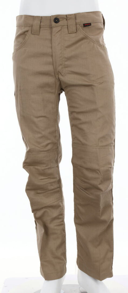 MCR Safety PT2T - MCR Safety FR Gear - Flame Resistant FR Tan Work Pants - 7 oz. 88% Cotton and 12% Nylon Twill Fabric - CAT2 / ATPV 8.6 cal/cm² - Button Up and Zippered Fly Front - Reinforced and Pleated Knees for Easier Bending, Stooping, and Climbing — manufacturer image 2
