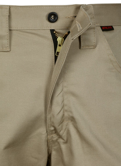 MCR Safety PT2T - MCR Safety FR Gear - Flame Resistant FR Tan Work Pants - 7 oz. 88% Cotton and 12% Nylon Twill Fabric - CAT2 / ATPV 8.6 cal/cm² - Button Up and Zippered Fly Front - Reinforced and Pleated Knees for Easier Bending, Stooping, and Climbing — manufacturer image 5