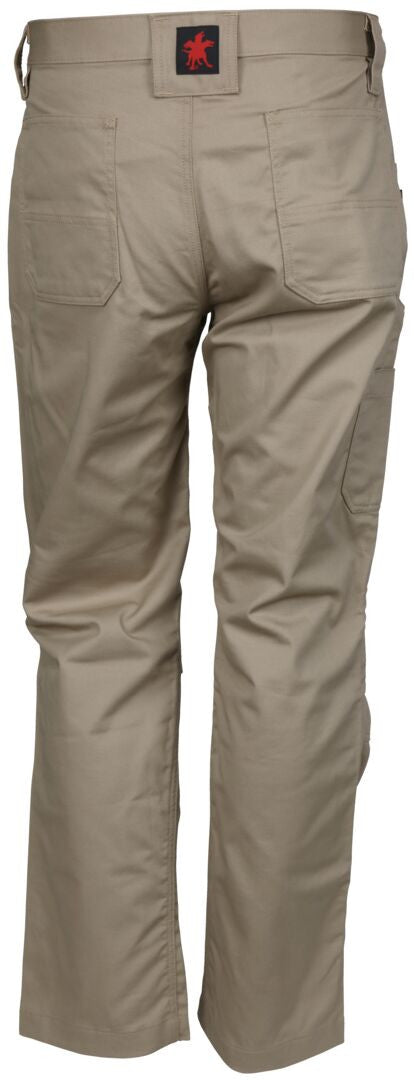 MCR Safety PT2T - MCR Safety FR Gear - Flame Resistant FR Tan Work Pants - 7 oz. 88% Cotton and 12% Nylon Twill Fabric - CAT2 / ATPV 8.6 cal/cm² - Button Up and Zippered Fly Front - Reinforced and Pleated Knees for Easier Bending, Stooping, and Climbing — manufacturer image 3