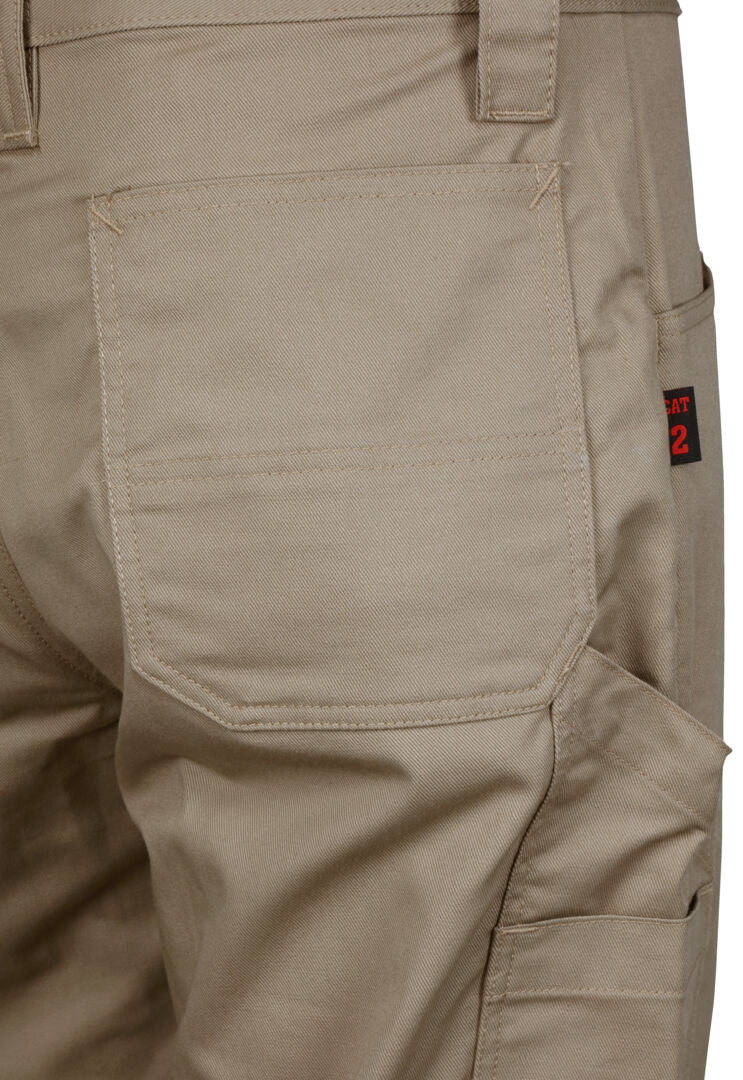 MCR Safety PT2T - MCR Safety FR Gear - Flame Resistant FR Tan Work Pants - 7 oz. 88% Cotton and 12% Nylon Twill Fabric - CAT2 / ATPV 8.6 cal/cm² - Button Up and Zippered Fly Front - Reinforced and Pleated Knees for Easier Bending, Stooping, and Climbing — manufacturer image 6