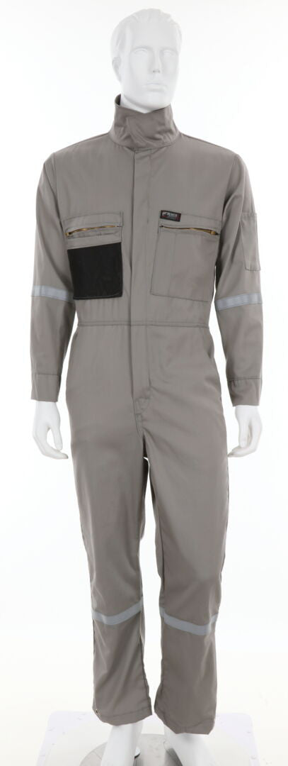 MCR Safety SBC2011 - Summit Breeze® Flame Resistant (FR) Coverall - Gray 7-ounce Cotton Material - Long Sleeve Coverall with Vented Underarms and Back - 1 Inch Silver FR Reflective Stripes -CAT2 — manufacturer image 2