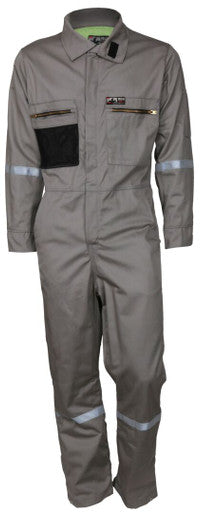 MCR Safety SBC2011 - Summit Breeze® Flame Resistant (FR) Coverall - Gray 7-ounce Cotton Material - Long Sleeve Coverall with Vented Underarms and Back - 1 Inch Silver FR Reflective Stripes -CAT2