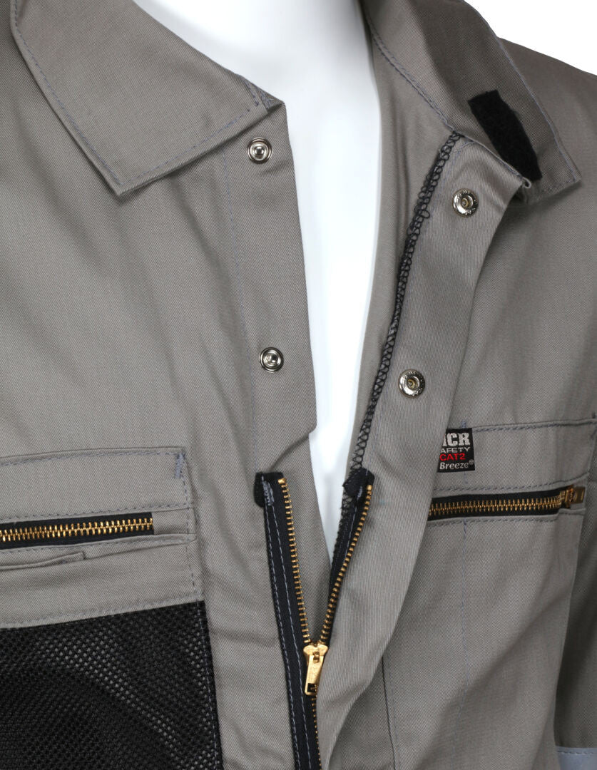 MCR Safety SBC2011 - Summit Breeze® Flame Resistant (FR) Coverall - Gray 7-ounce Cotton Material - Long Sleeve Coverall with Vented Underarms and Back - 1 Inch Silver FR Reflective Stripes -CAT2 — manufacturer image 8