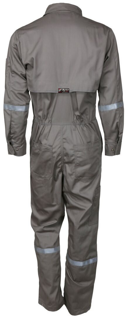 MCR Safety SBC2011 - Summit Breeze® Flame Resistant (FR) Coverall - Gray 7-ounce Cotton Material - Long Sleeve Coverall with Vented Underarms and Back - 1 Inch Silver FR Reflective Stripes -CAT2 — manufacturer image 3