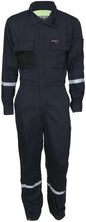 MCR Safety SBC2012 - Summit Breeze® Flame Resistant (FR) Coverall - Navy Blue 7-ounce Cotton Material - Long Sleeve - 1 Inch Silver FR Reflective Stripes, CAT2 - Patented Underarm and Back Vents, the Ultimate Solution for Comfort, Protection, and Heat Str